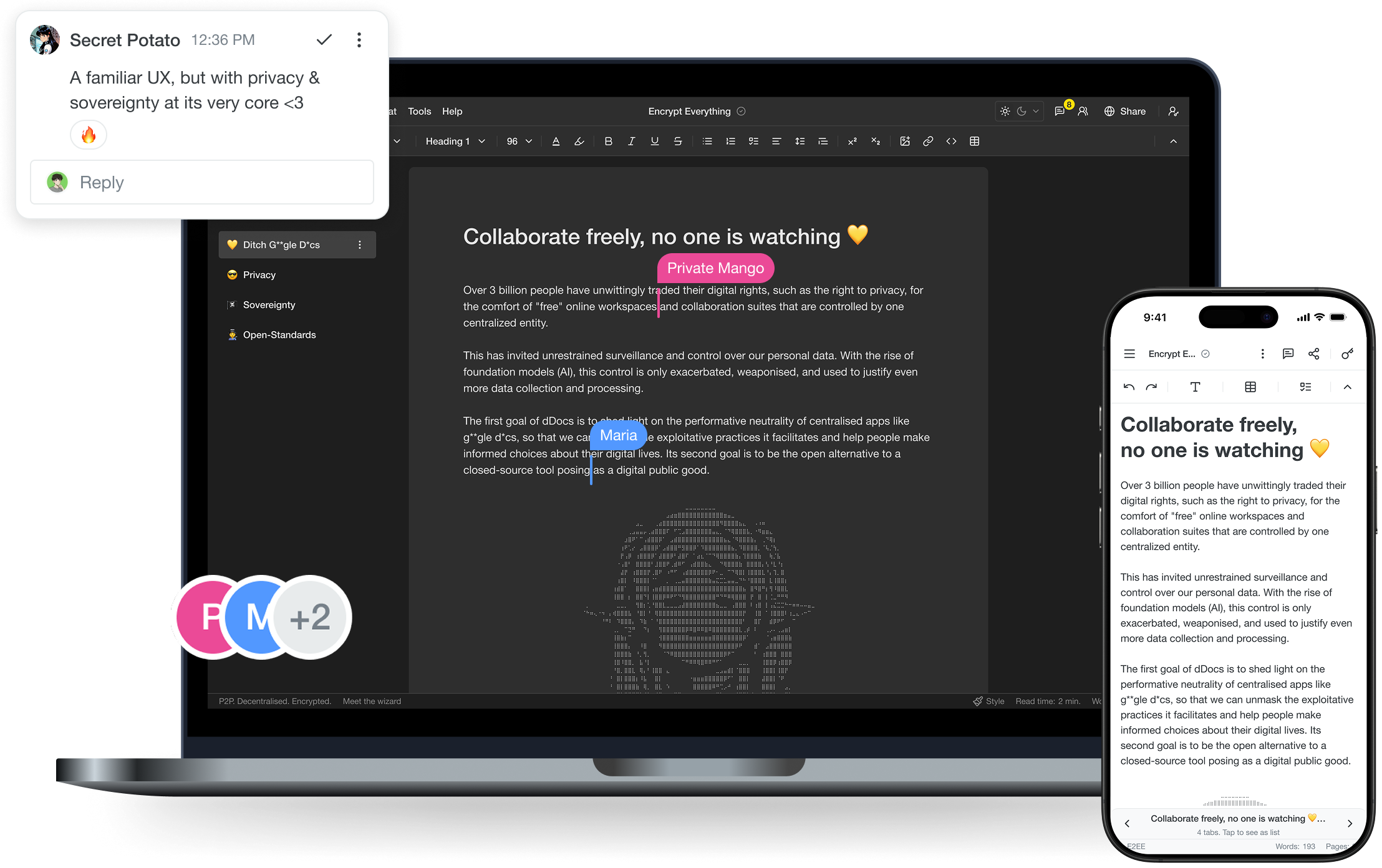 dDocs on laptop and mobile with live collaboration
